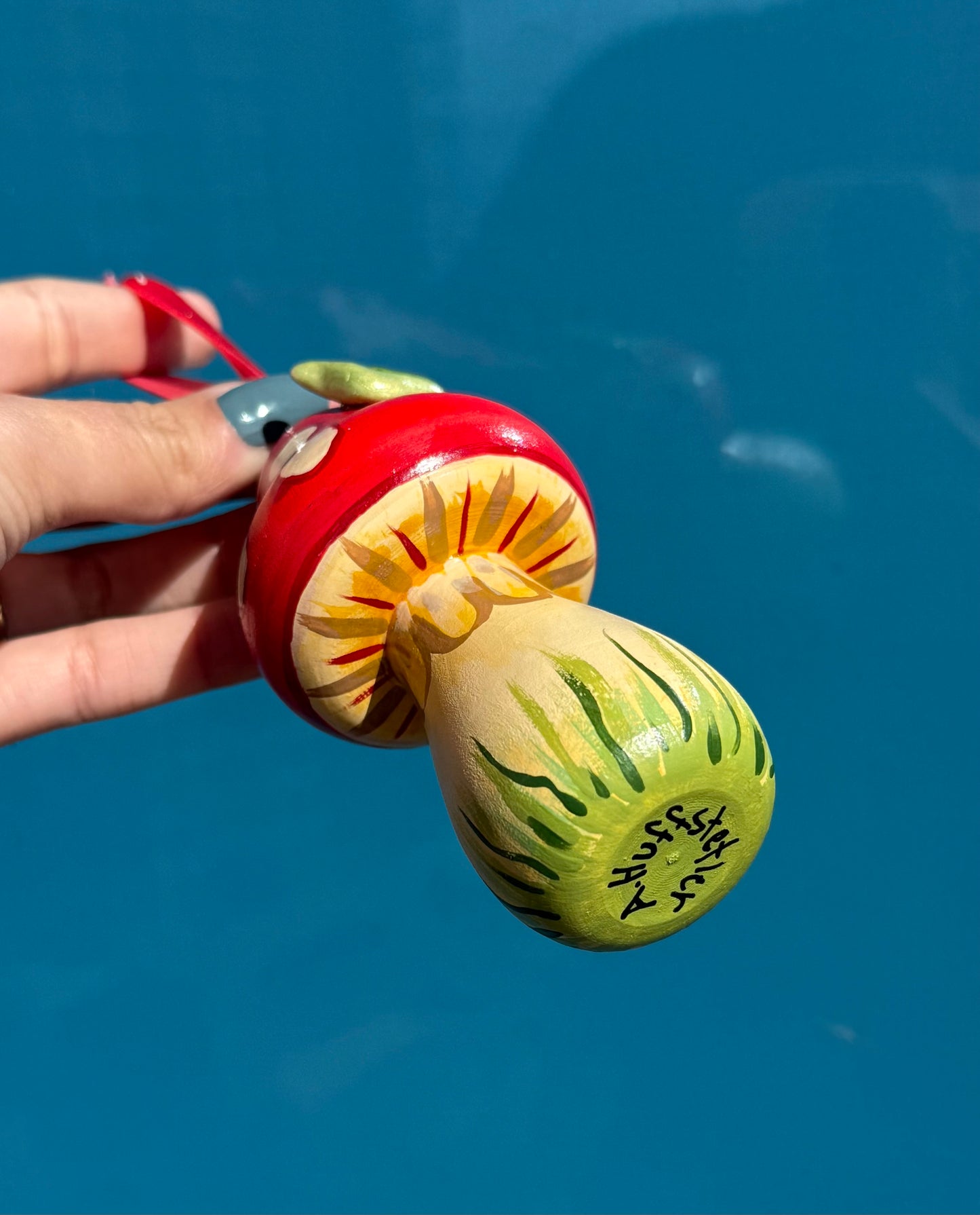 “Mushroom with Snail” Red ornament