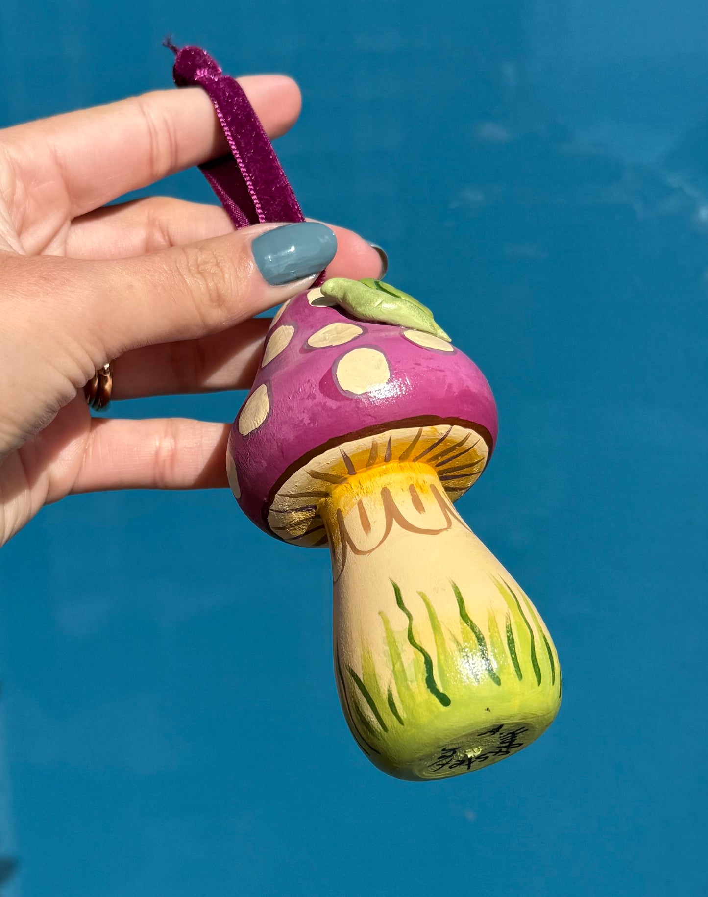 “Mushroom with Snail” Purple ornament