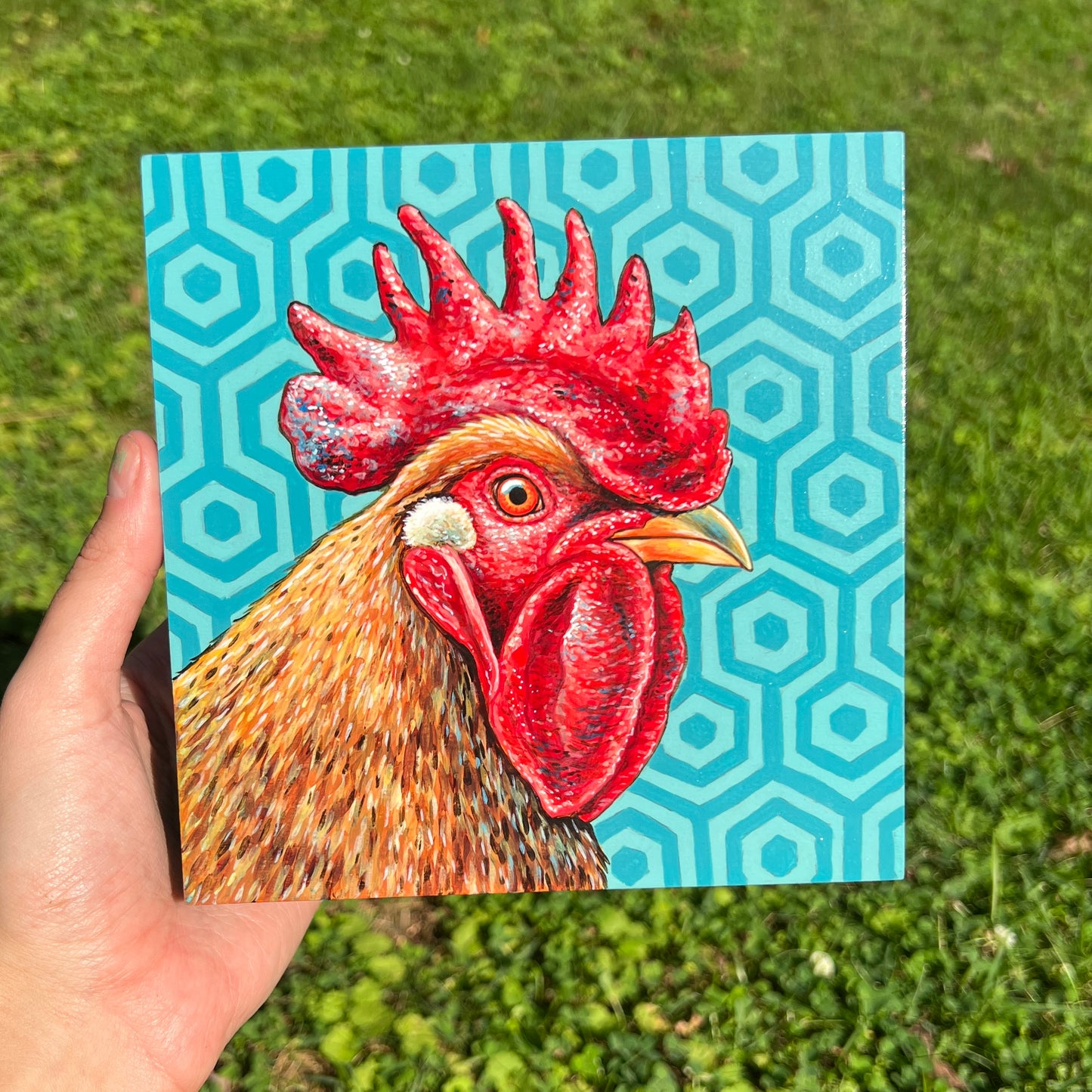 Rooster on Blue